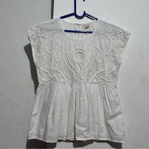 Roolee White Embroidered Blouse XS cotton : Box I: